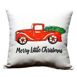 USA Retro Red Truck Christmas Throw Pillow Decor